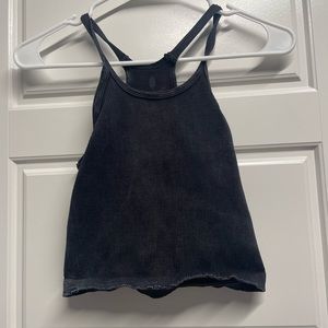 Free People happiness runs washed black tank long crop size small